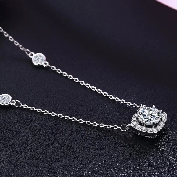 SBLING Platinum Plated Cubic Zirconia Necklace - Picture 2 of 4